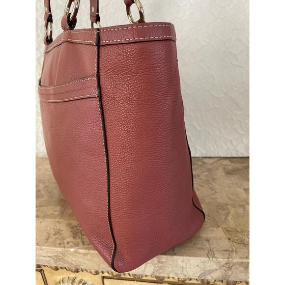 Vtg Coach Penelope large mauve pebble leather shoulder bag tote Serial F14684 - Picture 4 of 10